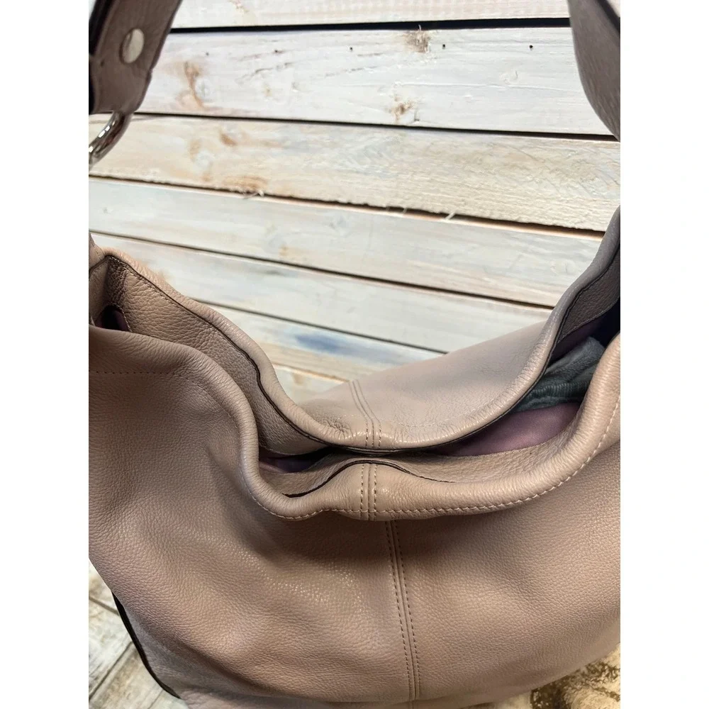 Coach F31287 Pebbled Leather Hobo Bag Lilac Purple Large Shoulder Tote Purse